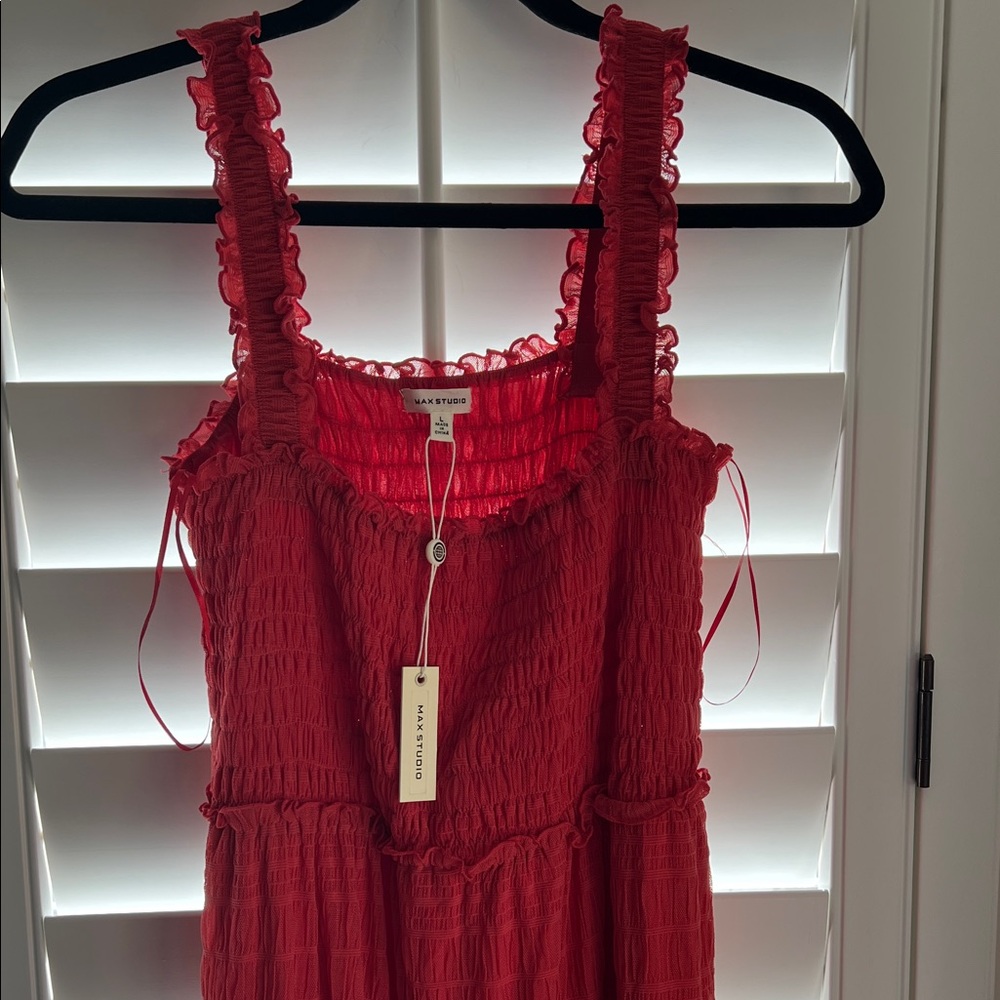 Max Studio Crimson Smocked Tiered Maxi Dress - Picture 2 of 6